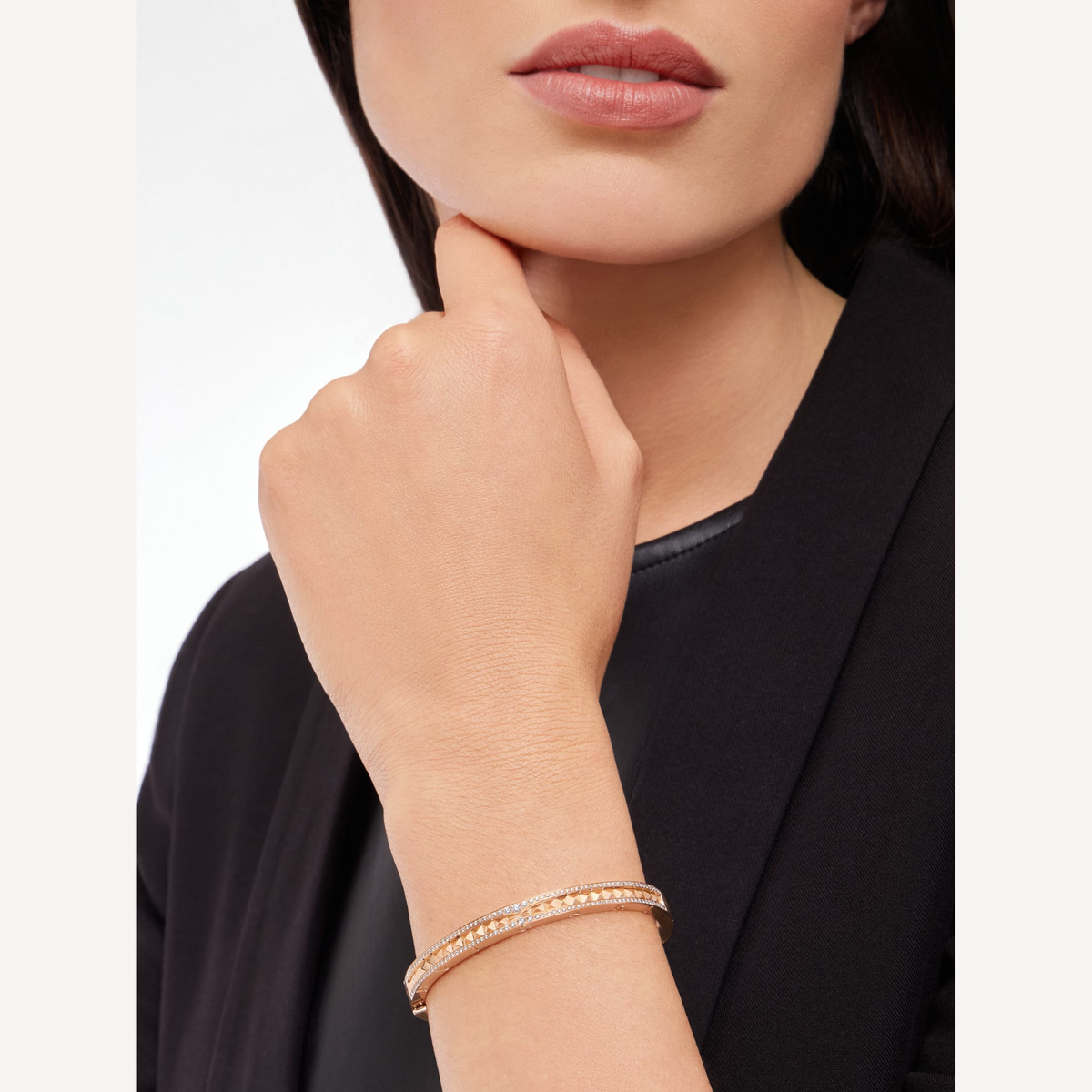 [⭐DORISW]ZERO 1 SPIRAL AND PAVED DIAMOND PINK GOLD BRACELET