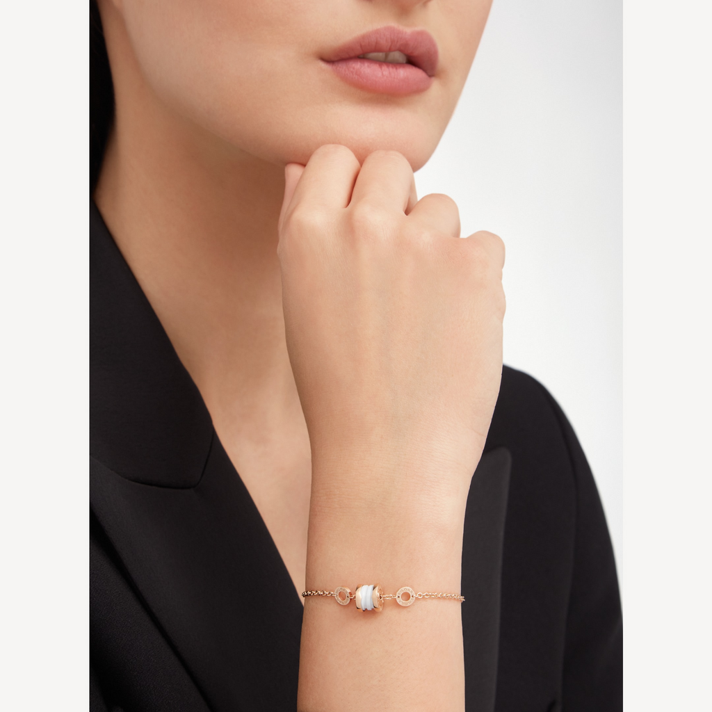 [⭐DORISW]ZERO 1 ARMBAND AUS KERAMIK IN WEISS UND ROSÉGOLD