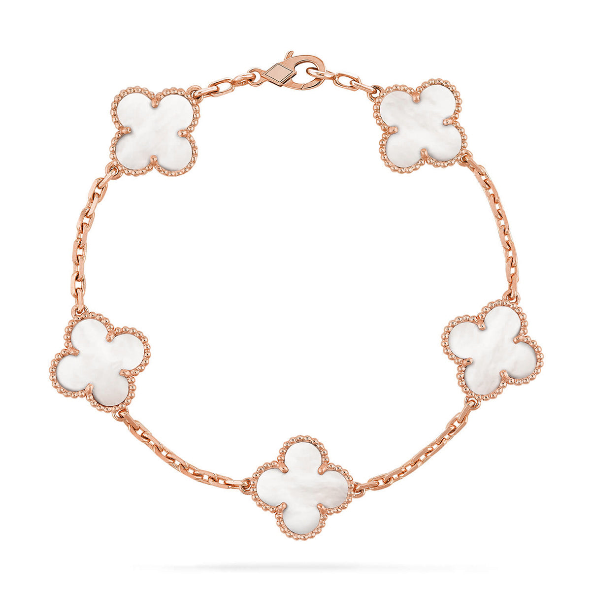 [[⭐DORISW] ]NEUE CLOVER WHITE PEARL MOP 5-MOTIV ARMBAND-KOLLEKTION