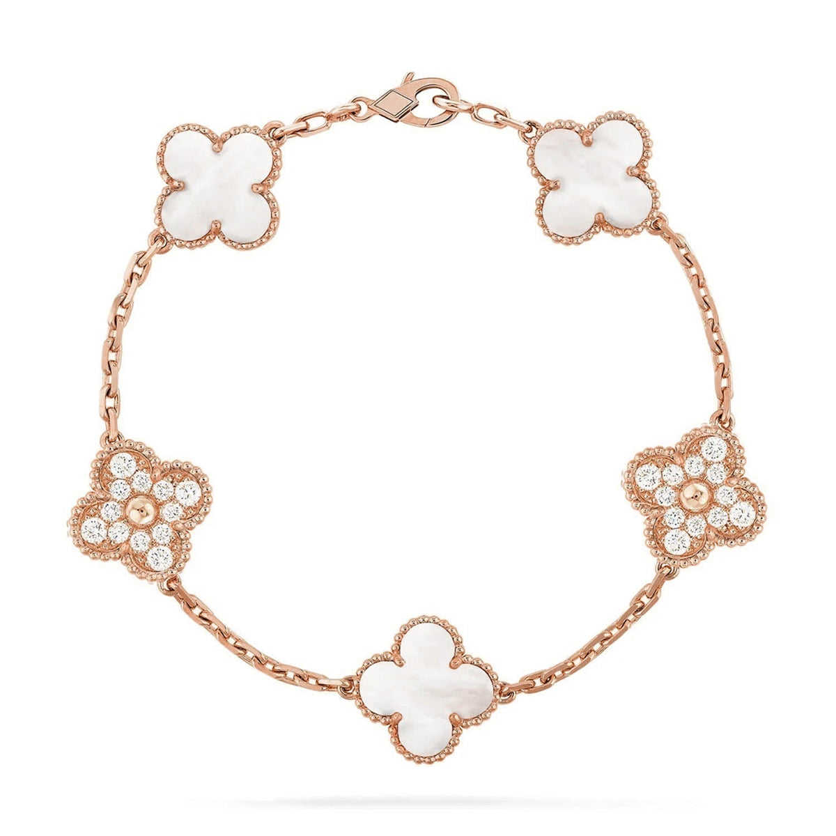 [[⭐DORISW] ]NEUE CLOVER WHITE PEARL MOP 5-MOTIV ARMBAND-KOLLEKTION