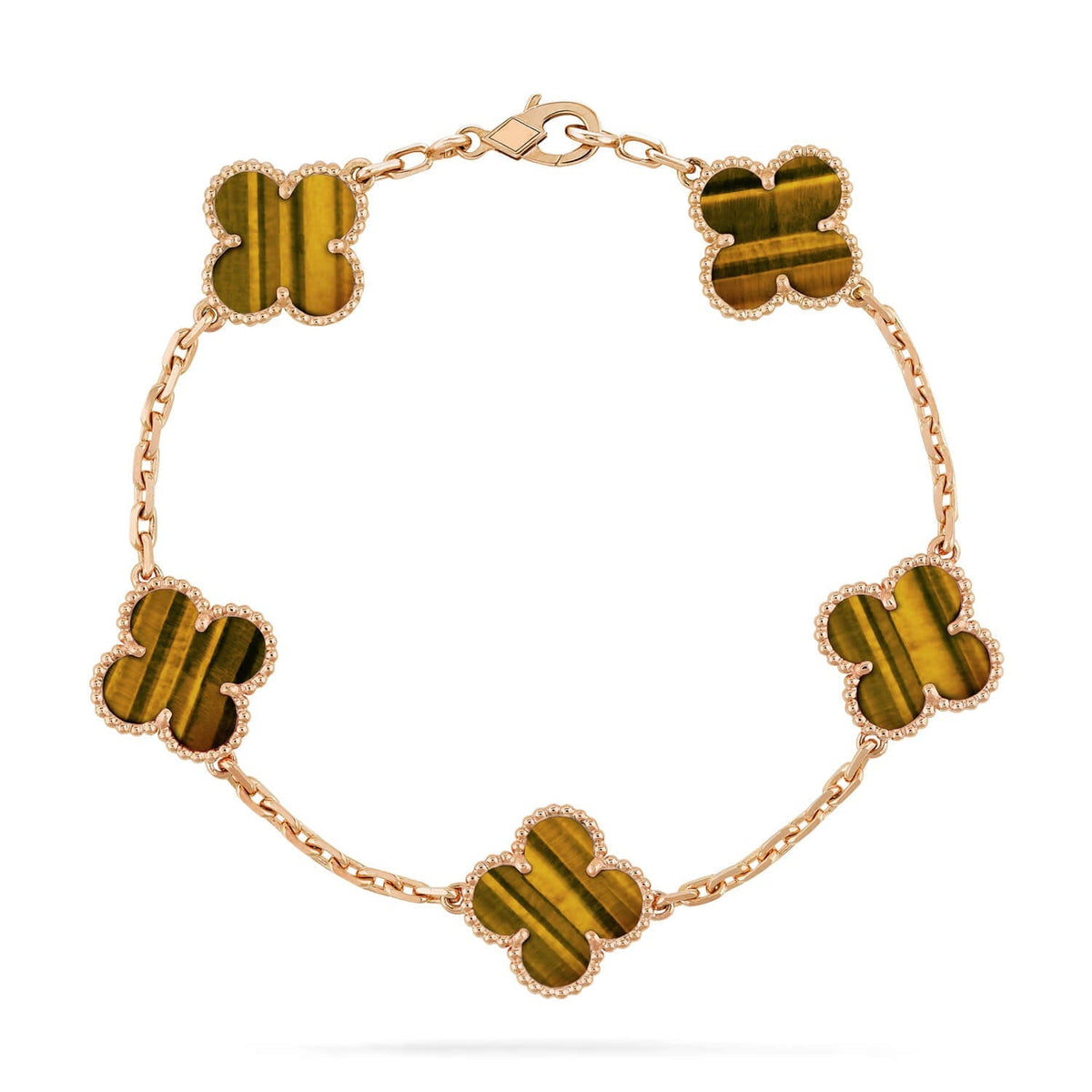 [[⭐DORISW] ]New  CLOVER 5 MOTIFS TIGER EYE BRACELET COLLECTION