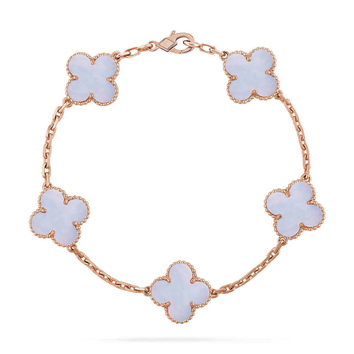 [[⭐DORISW] ]New  CLOVER 5 MOTIF PURPLE CHALCEDONY BRACELET COLLECTION