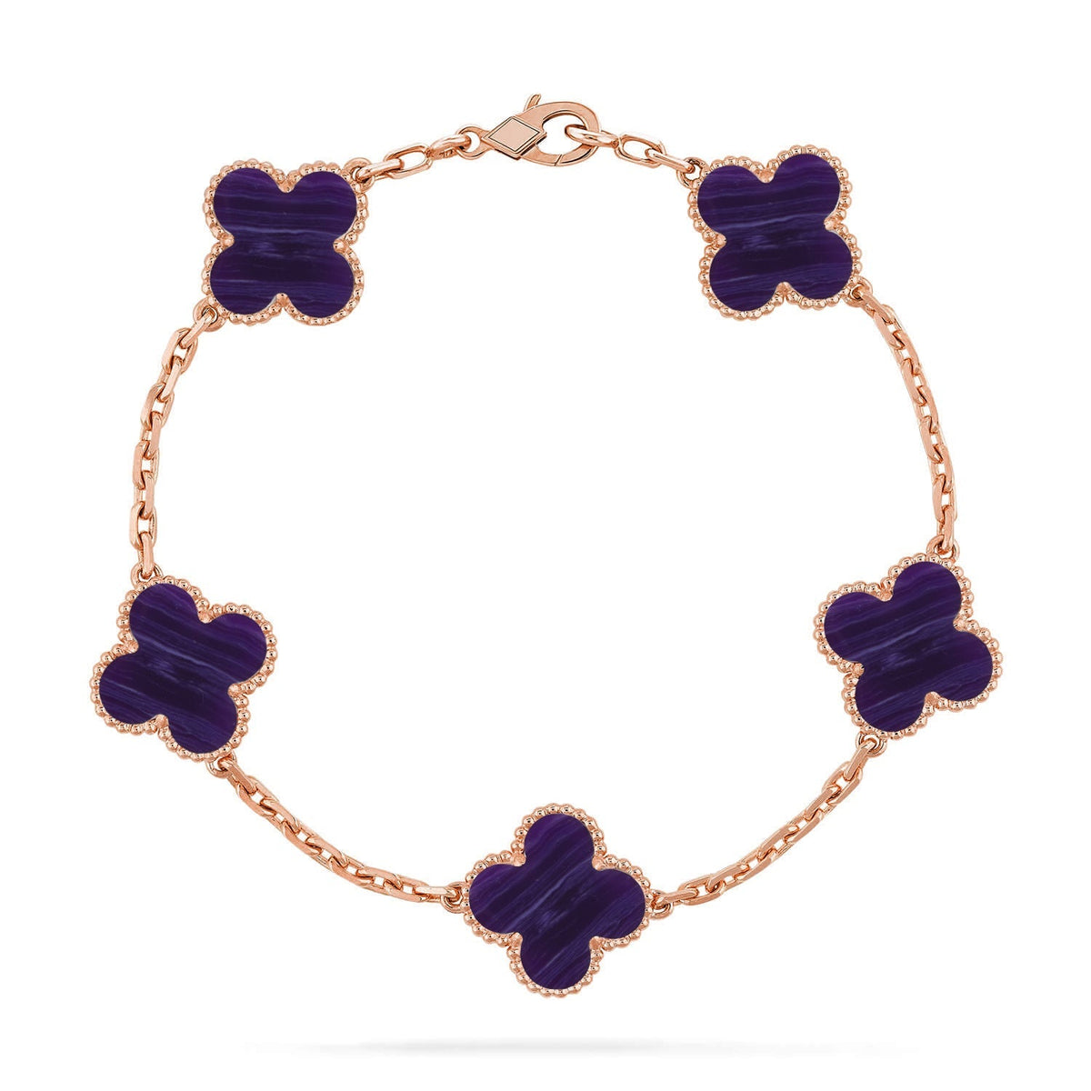 [[⭐DORISW] ]NEUE CLOVER 5 MOTIV ARMBAND-KOLLEKTION MIT LILA STREIFEN