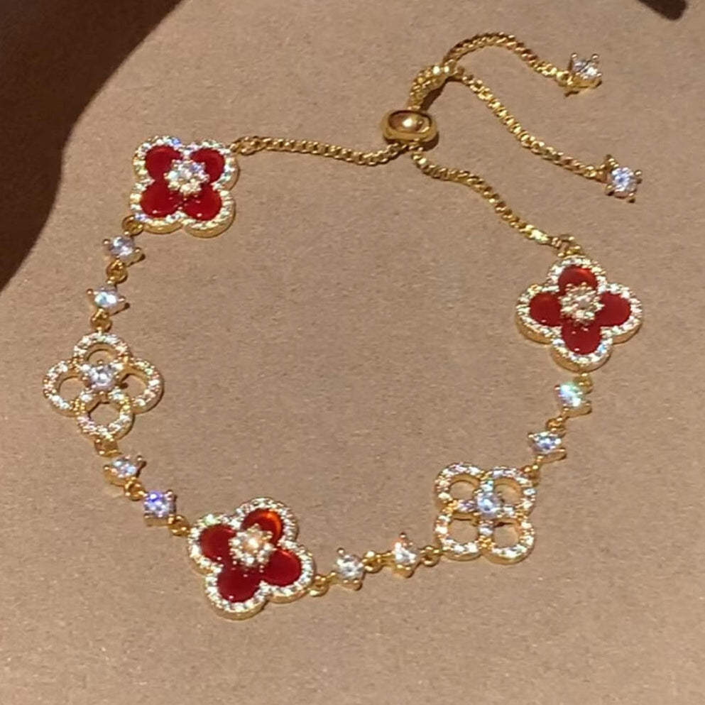 [⭐DORISW] CLOVER 5 MOTIF PINK BLUE RED WHITE BRACELET