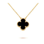 [⭐DORISW] CLOVER 15MM SCHWARZER ONYX EINZELBLUMEN-HALSKETTE