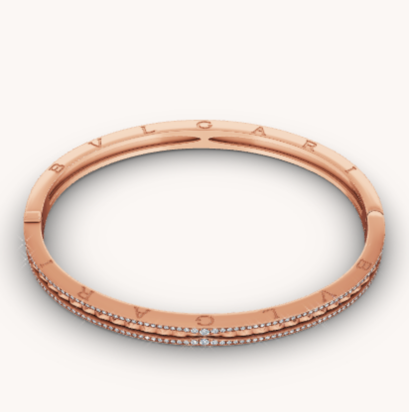 [⭐DORISW]ZERO 1 SPIRAL AND PAVED DIAMOND PINK GOLD BRACELET
