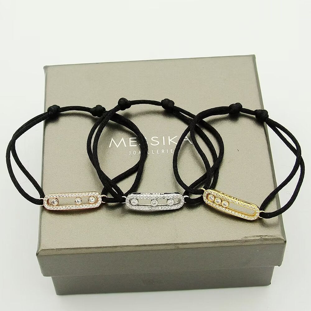[⭐DORISW]Messika Care(s) Armband mit rosa Kordel und Diamant-Pavé