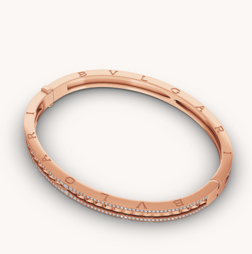 [⭐DORISW]ZERO 1 SPIRAL AND PAVED DIAMOND PINK GOLD BRACELET