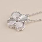 [⭐DORISW] CLOVER 15MM ダイヤモンドレーザーネックレス シルバー
