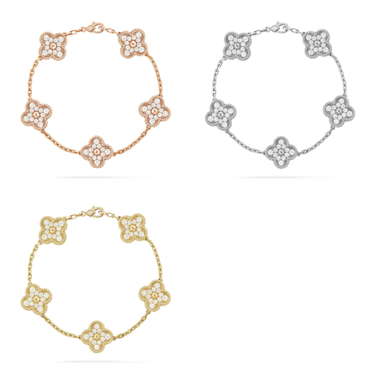 [[⭐DORISW] ] New  CLOVER 5 MOTIF FULL DIAMOND BRACELET COLLECTION