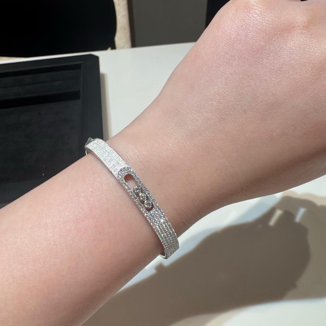 [⭐DORISW]Move Noa Ciselé Armreif halb mit Diamanten besetzt