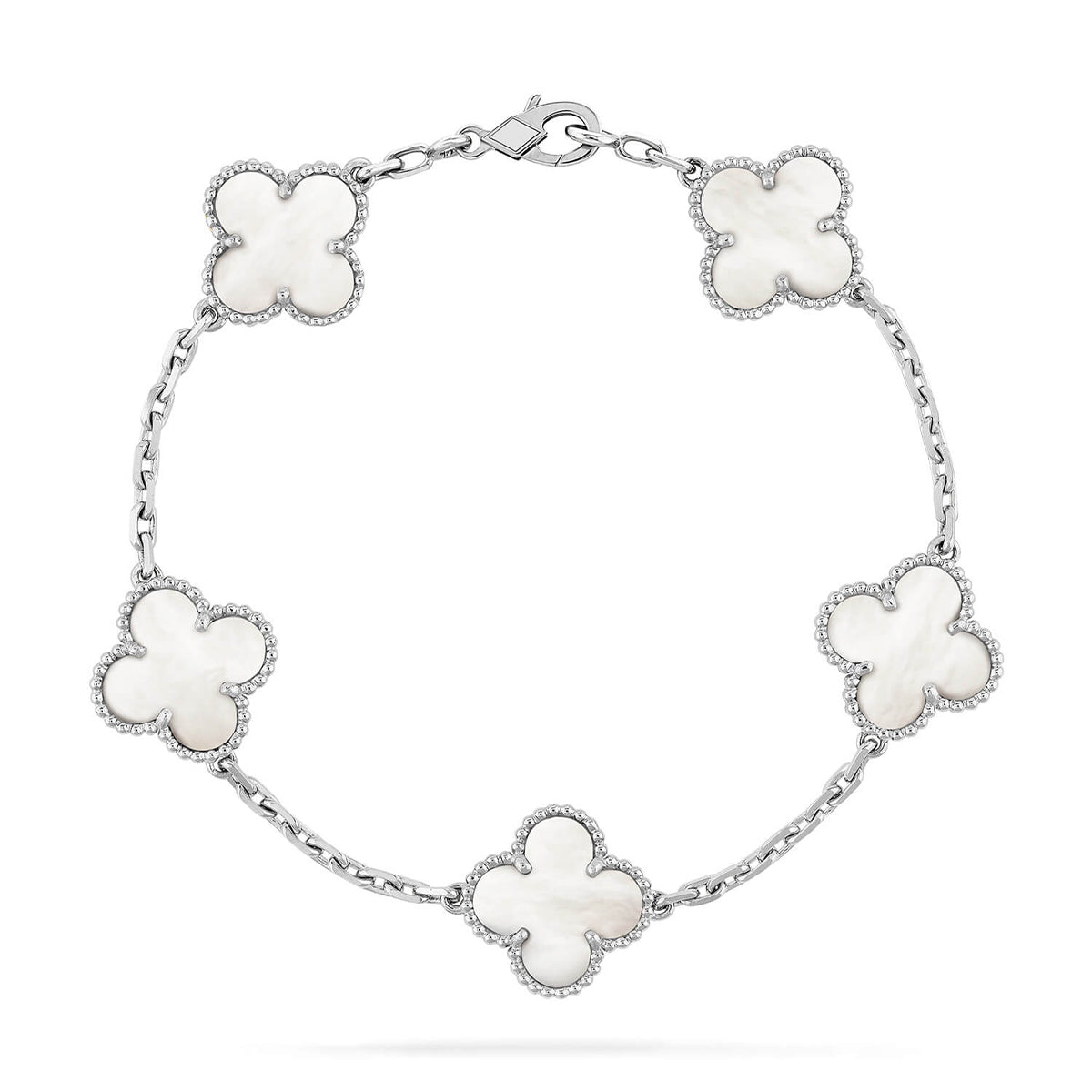 [[⭐DORISW] ]NEUE CLOVER WHITE PEARL MOP 5-MOTIV ARMBAND-KOLLEKTION