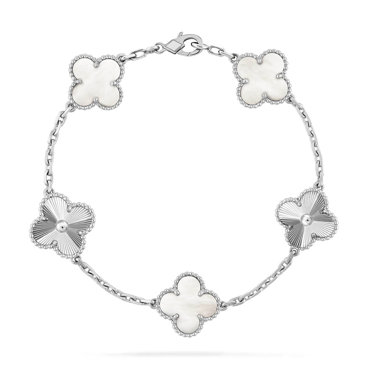 [[⭐DORISW] ]NEUE CLOVER WHITE PEARL MOP 5-MOTIV ARMBAND-KOLLEKTION
