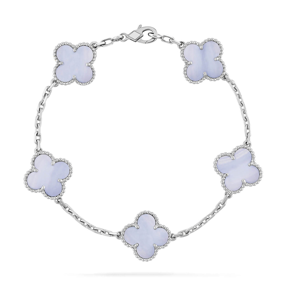 [[⭐DORISW] ]New  CLOVER 5 MOTIF PURPLE CHALCEDONY BRACELET COLLECTION