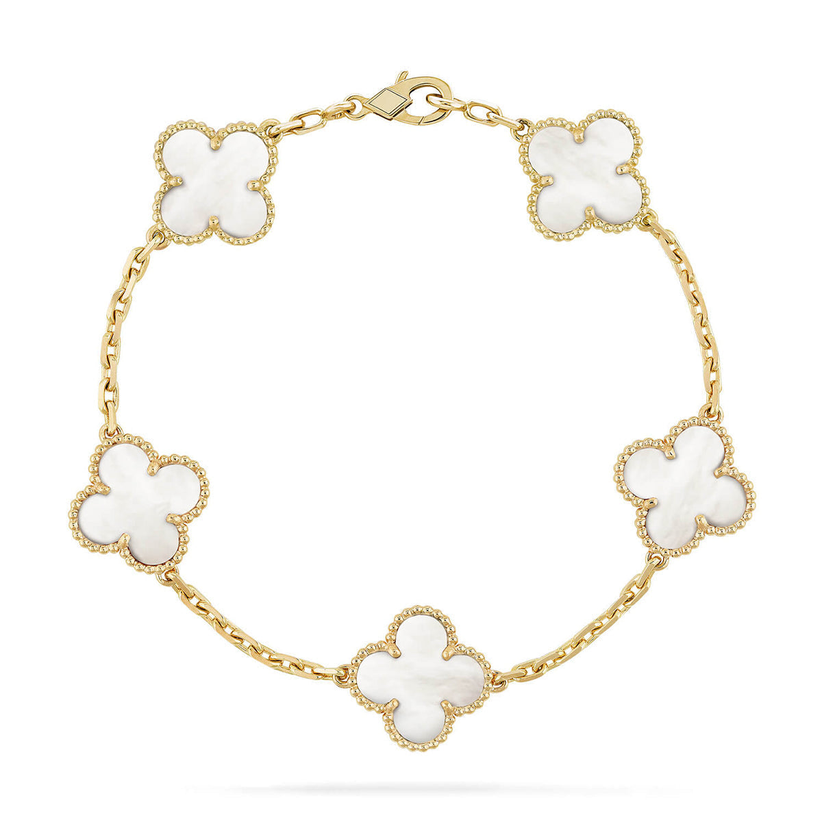 [[⭐DORISW] ]NEUE CLOVER WHITE PEARL MOP 5-MOTIV ARMBAND-KOLLEKTION