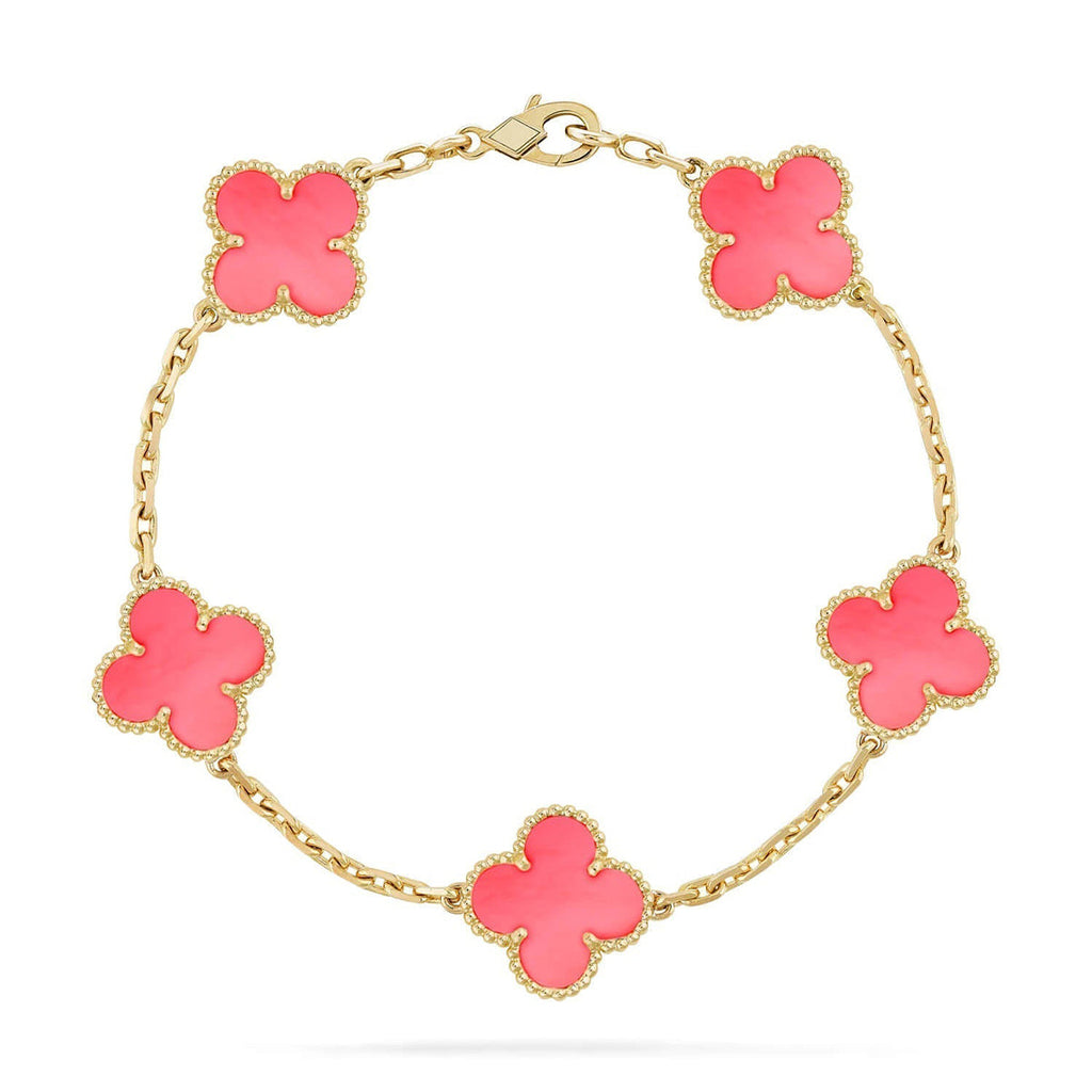 [[⭐DORISW] ]New  CLOVER 5 MOTIFS  PINK MOP BRACELET COLLECTION