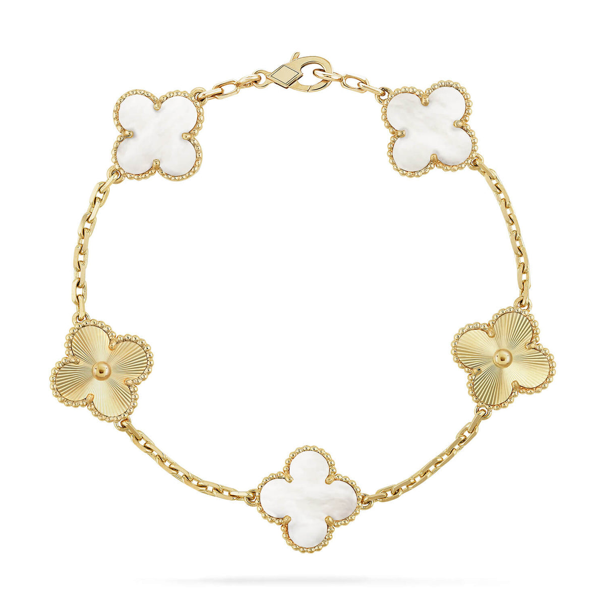 [[⭐DORISW] ]NEUE CLOVER WHITE PEARL MOP 5-MOTIV ARMBAND-KOLLEKTION