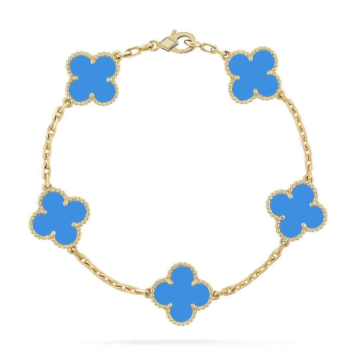 [[⭐DORISW] ]New CLOVER 5 MOTIF BLUE AGATE BRACELET COLLECTION