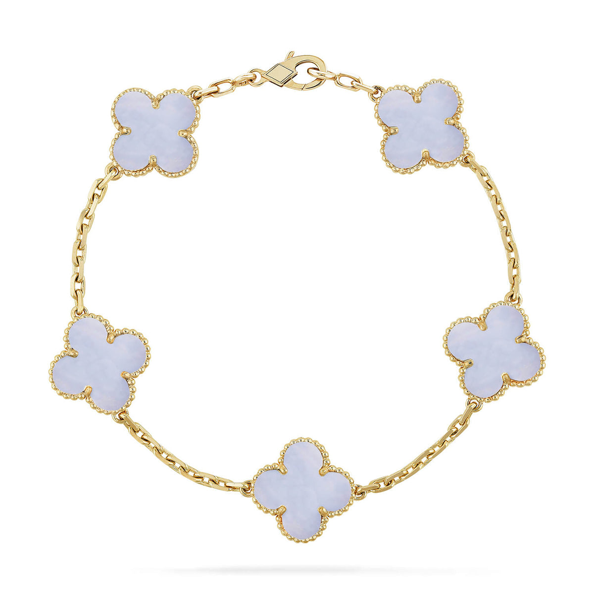 [[⭐DORISW] ]New  CLOVER 5 MOTIF PURPLE CHALCEDONY BRACELET COLLECTION