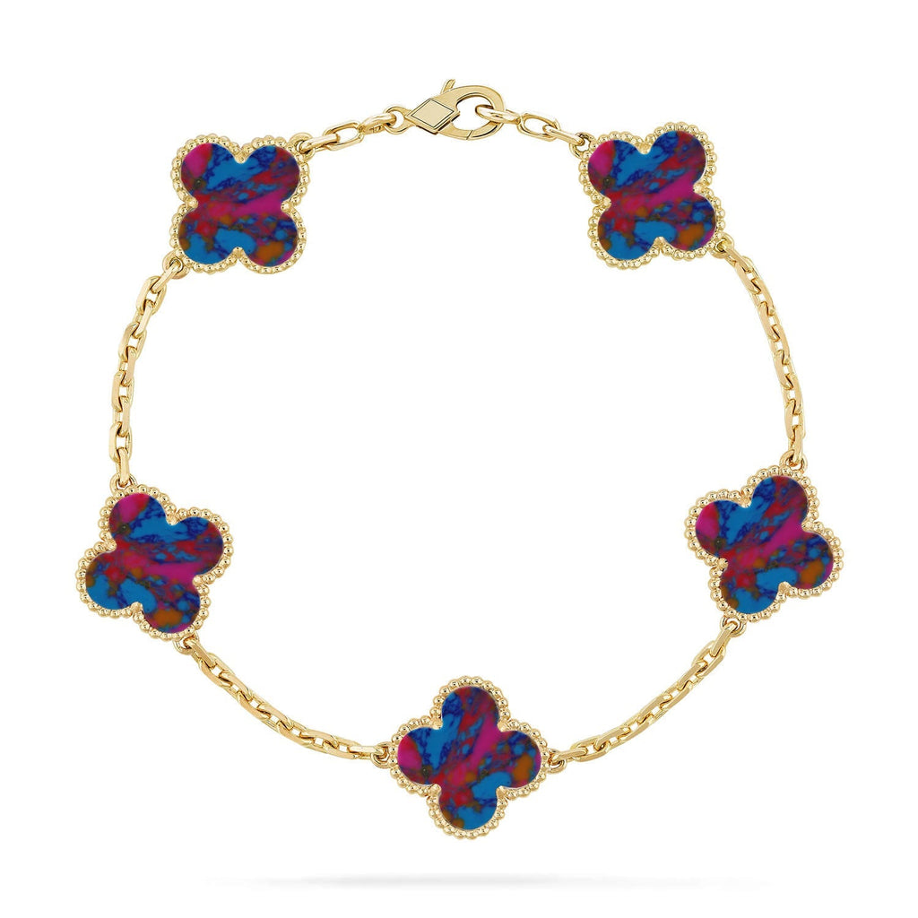 [[⭐DORISW] ]New CLOVER 5 MOTIF COLOR GEMSTONES BRACELET COLLECTION