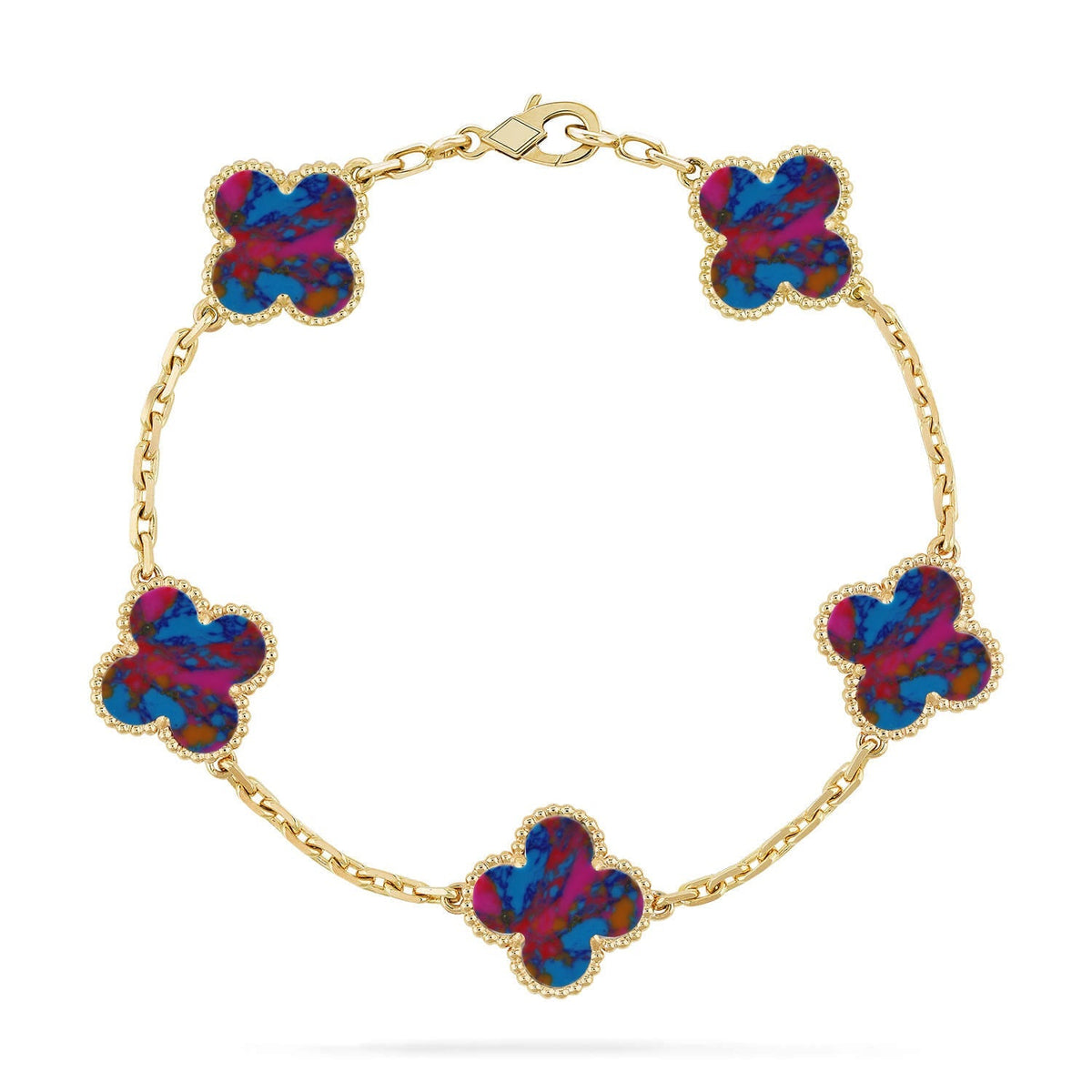 [[⭐DORISW] ]New CLOVER 5 MOTIF COLOR GEMSTONES BRACELET COLLECTION