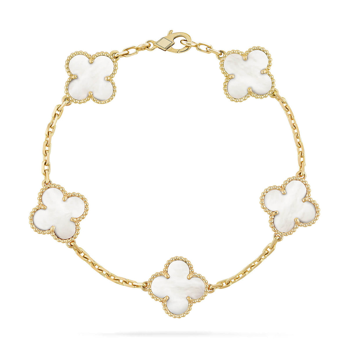 [[⭐DORISW] ]NEUE CLOVER WHITE PEARL MOP 5-MOTIV ARMBAND-KOLLEKTION