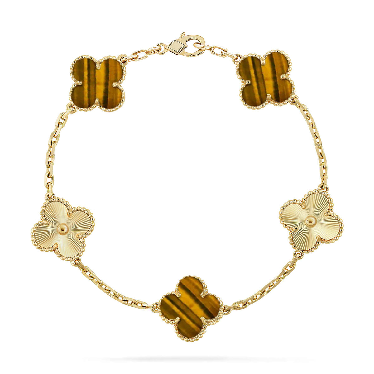[[⭐DORISW] ]New  CLOVER 5 MOTIFS TIGER EYE BRACELET COLLECTION