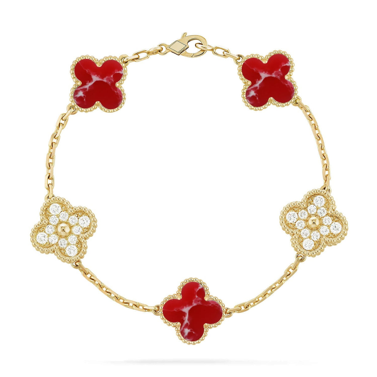 [[⭐DORISW] ]New CLOVER 5 MOTIF RED PATTERN BRACELET COLLECTION