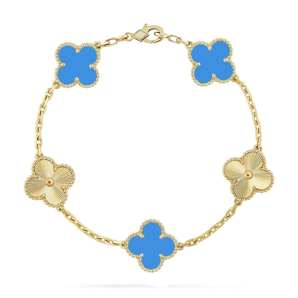 [[⭐DORISW] ]New CLOVER 5 MOTIF BLUE AGATE BRACELET COLLECTION
