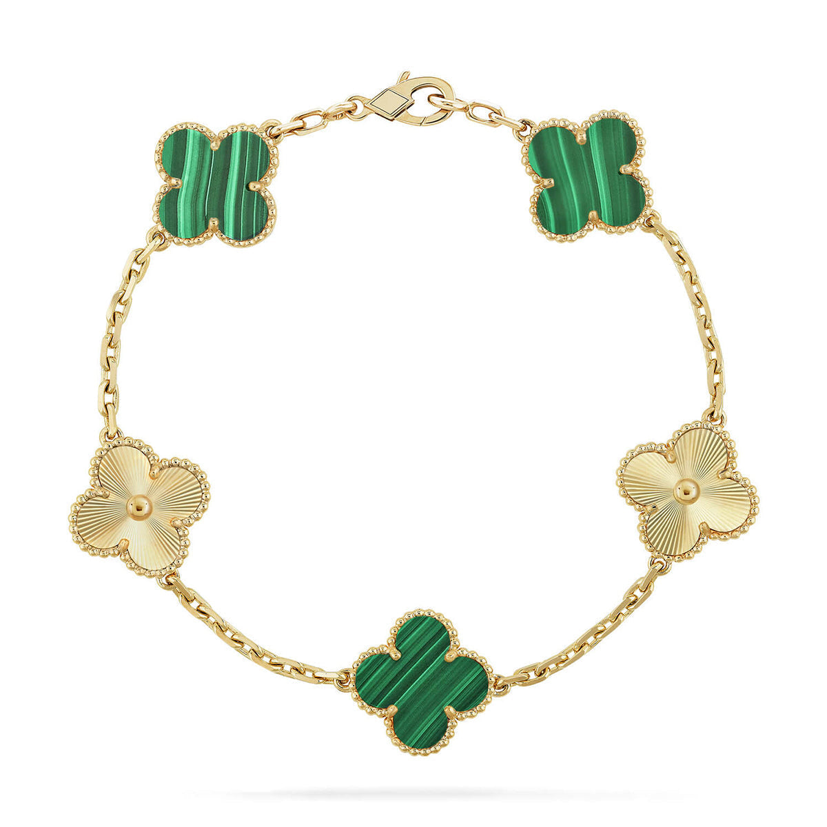 [[⭐DORISW] ]New  CLOVER 5 MOTIF MALACHITE BRACELET COLLECTION