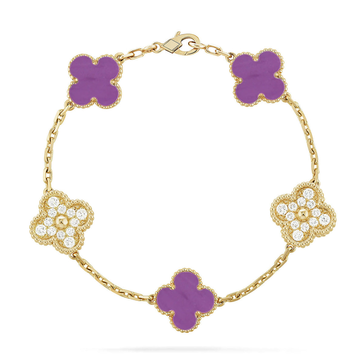 [[⭐DORISW] ]New  CLOVER 5 MOTIF VIOLET BRACELET COLLECTION