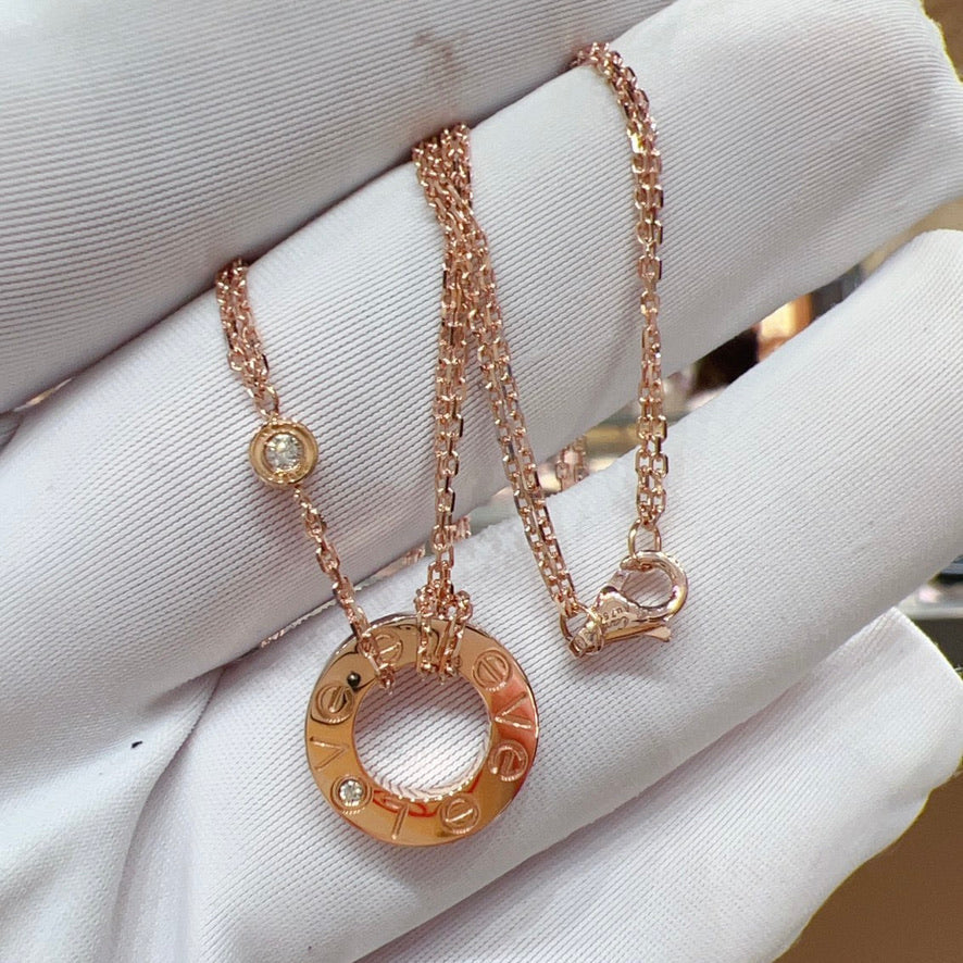 [⭐DORISW] LOVE NECKLACE 16MM 2 DIAMONDS