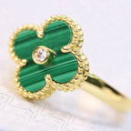 [⭐DORISW] CLOVER MALACHITE RING GOLD DIAMOND