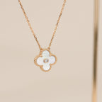 [⭐DORISW] CLOVER 15MM DIAMOND WHITE FRITILLARIA-HALSKETTE