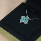 [⭐DORISW] CLOVER 15MM DIAMOND SVRES PORCELAIN  NECKLACE SILVER
