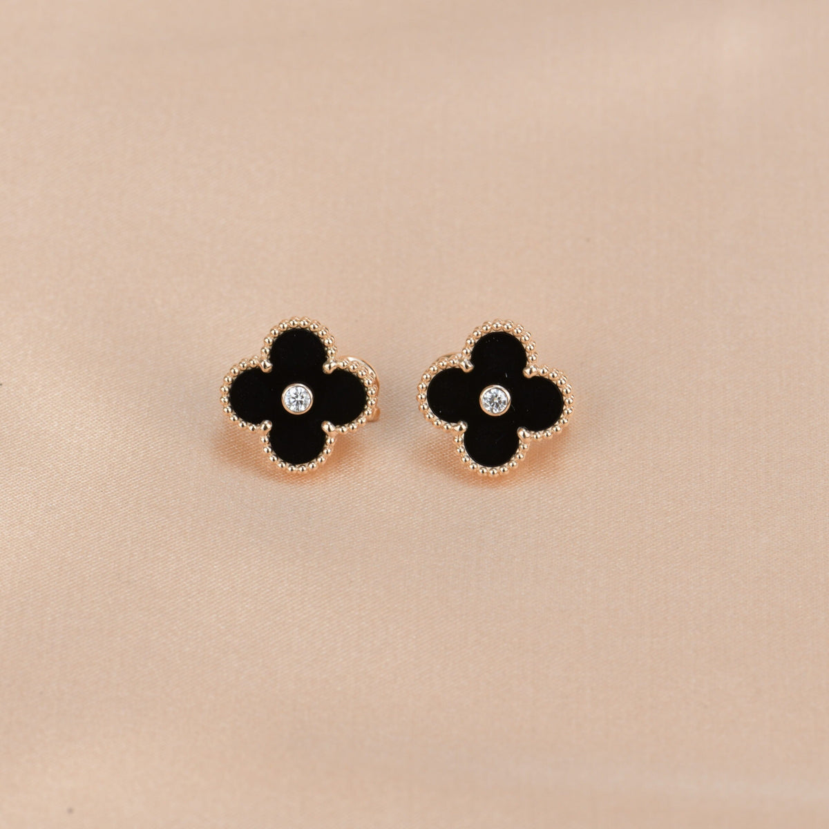 [⭐DORISW] CLOVER MEDIUM 1 MOTIV ONYX DIAMANT OHRRINGE