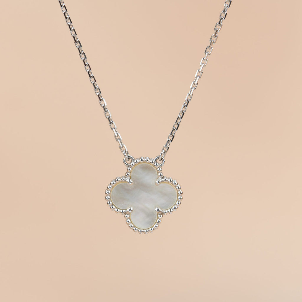 [⭐DORISW] クローバー 15MM ホワイトマザーオブパール シルバー