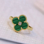 [⭐DORISW] CLOVER MALACHITE RING GOLD DIAMOND