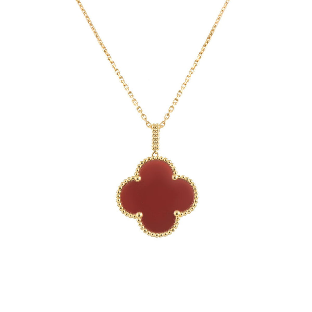 [⭐DORISW] CLOVER 25MM NECKLACE GOLD CARNELIAN