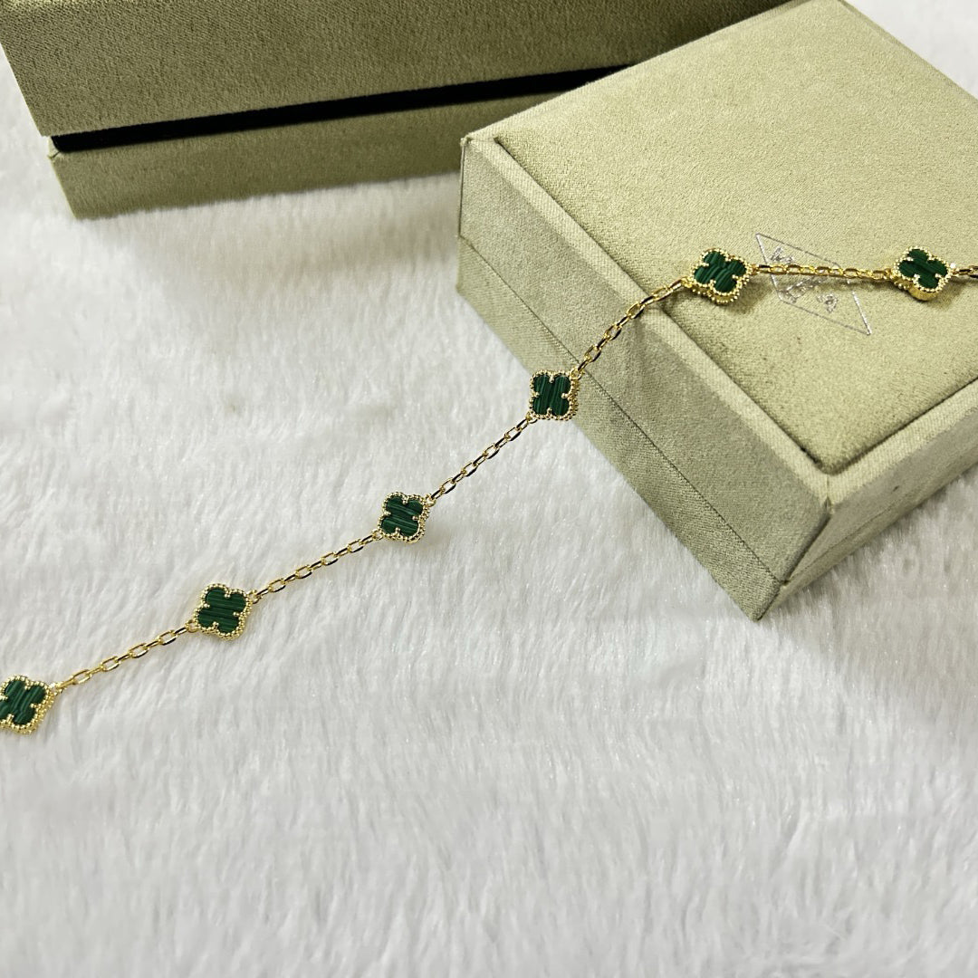 [[⭐DORISW] ]CLOVER 6 MOTIF MALACHITE BRACELET