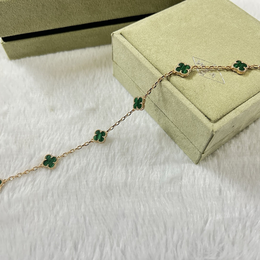 [[⭐DORISW] ]CLOVER 6 MOTIF MALACHITE BRACELET