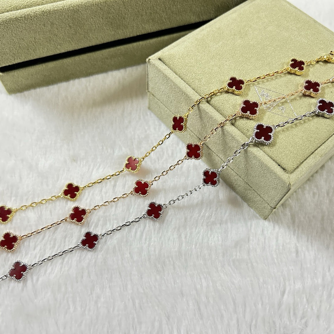 [[⭐DORISW] ]CLOVER 6 MOTIF RED AGATE BRACELET