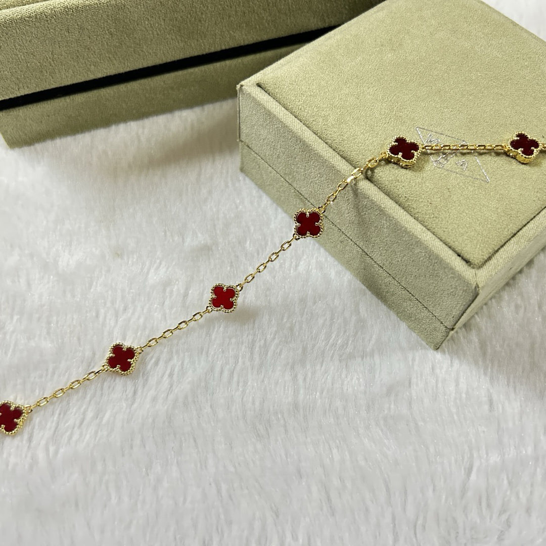 [[⭐DORISW] ]CLOVER 6 MOTIF RED AGATE BRACELET