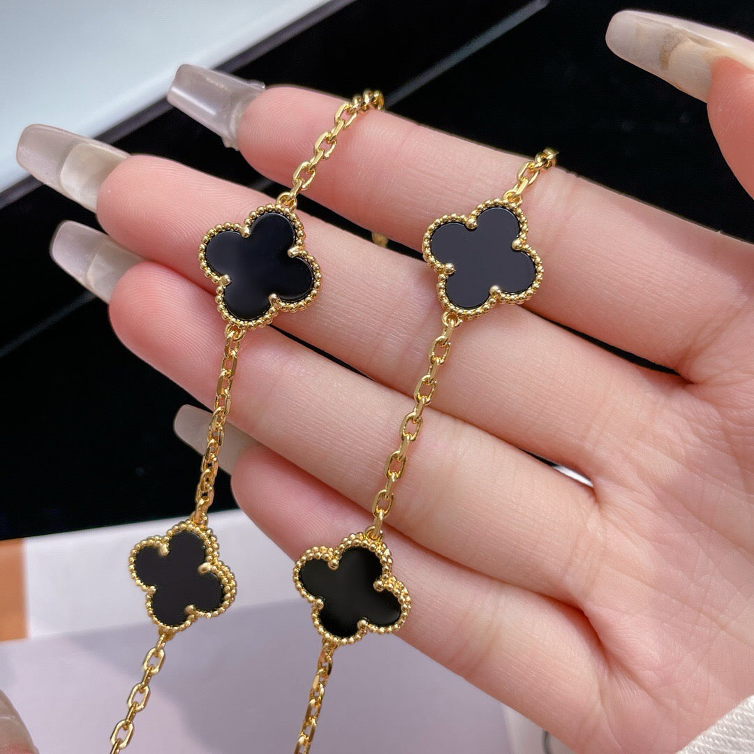 [⭐DORISW] CLOVER 10 MOTIFS ONYX NECKLACE