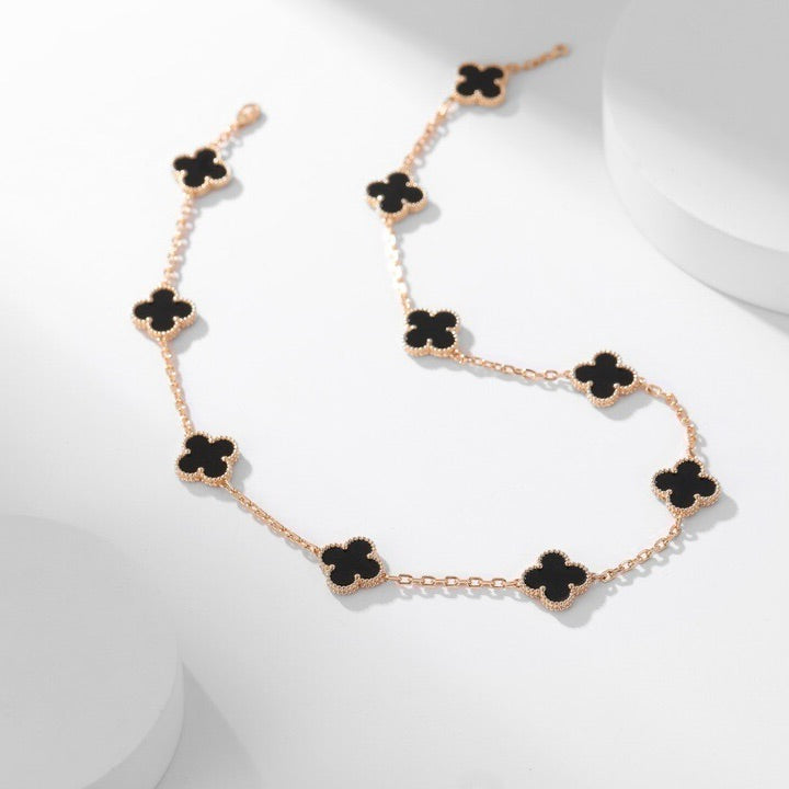 [⭐DORISW] CLOVER 10 MOTIFS ONYX NECKLACE