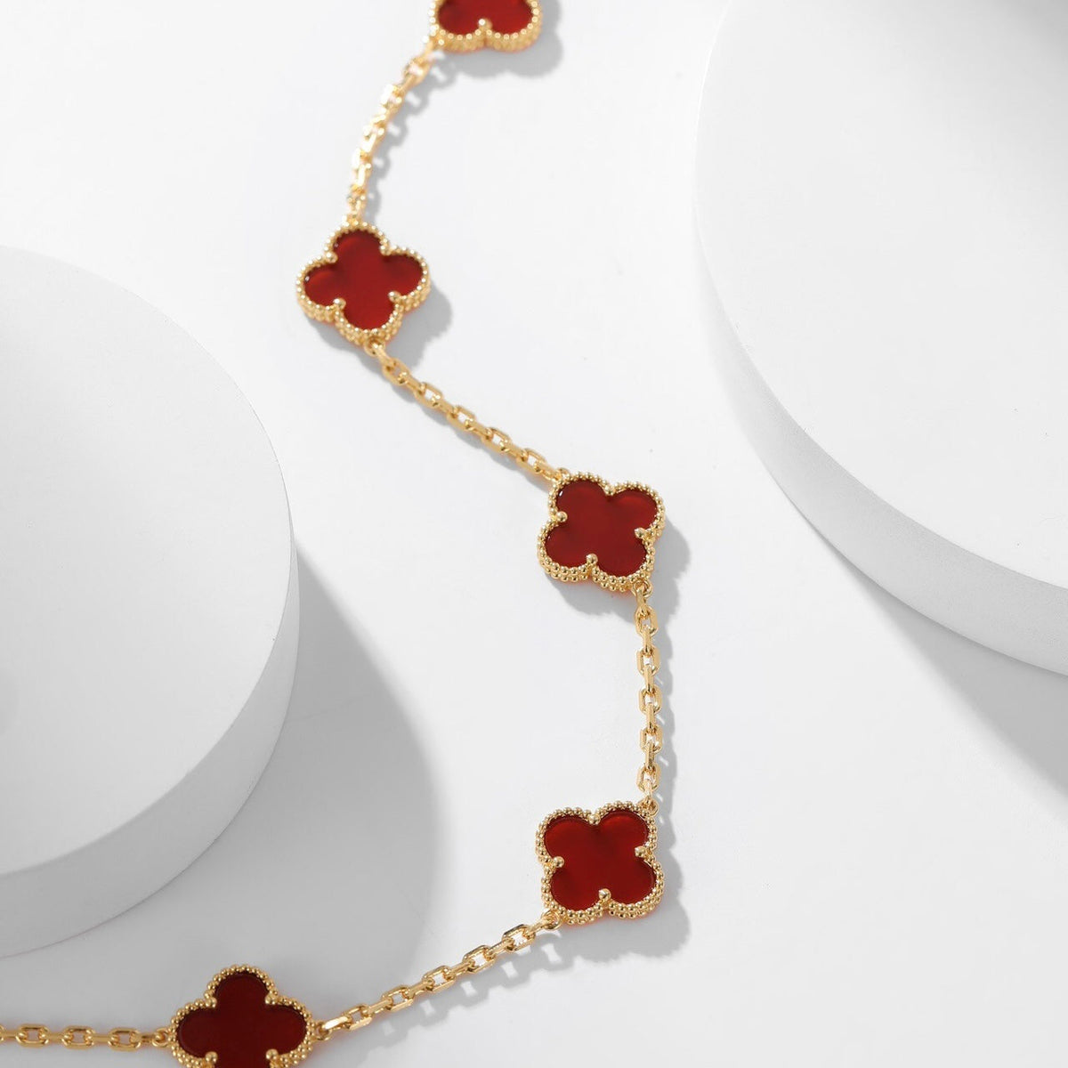 [⭐DORISW] CLOVER 10 MOTIFS CARNELIAN NECKLACE