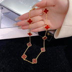 [⭐DORISW] CLOVER 10 MOTIFS CARNELIAN NECKLACE