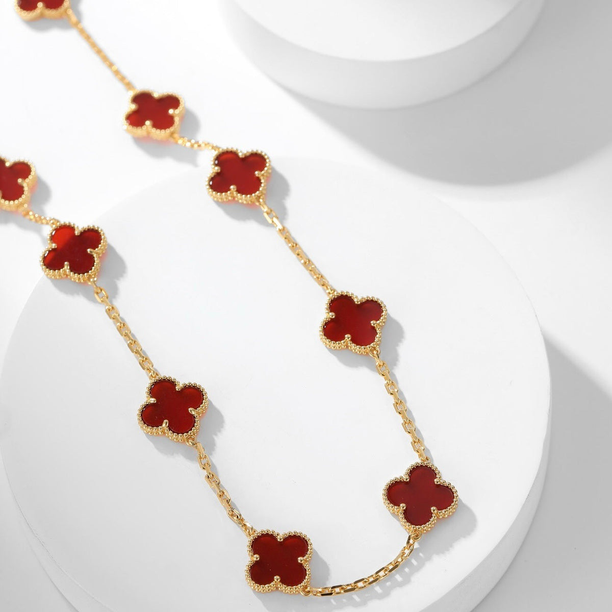 [⭐DORISW] CLOVER 10 MOTIFS CARNELIAN NECKLACE