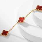 [⭐DORISW] CLOVER 10 MOTIFS CARNELIAN NECKLACE