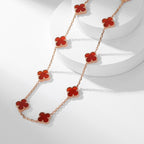 [⭐DORISW] CLOVER 10 MOTIFS CARNELIAN NECKLACE